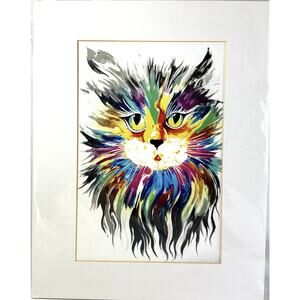 Jutta Mayrl Cat Art Print – Vibrant Watercolor Acrylic 8x10 Matted
